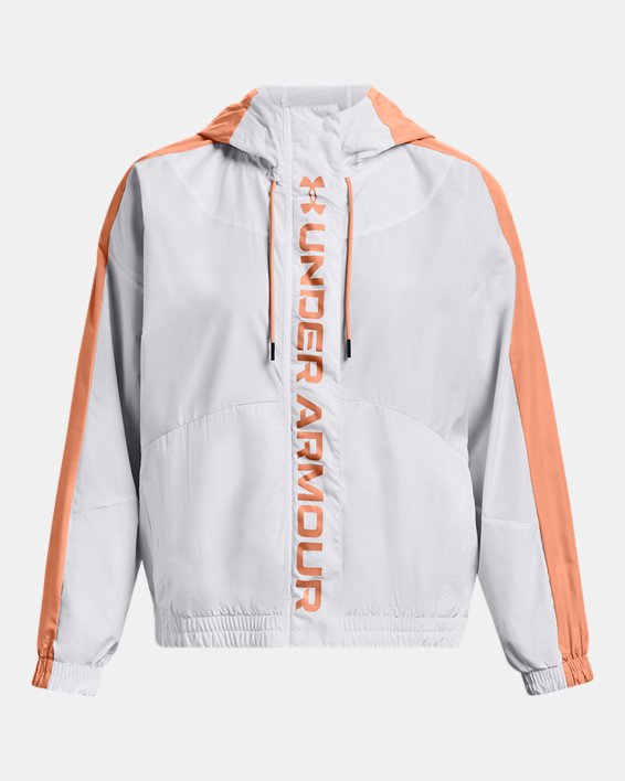 Damen UA RUSH™ Jacke aus Webstoff mit durchgehendem Zip, White, pdpMainDesktop image number 6